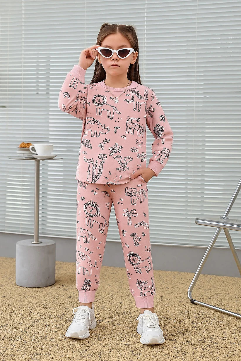 Printed Cotton Jersey Suit-TS004