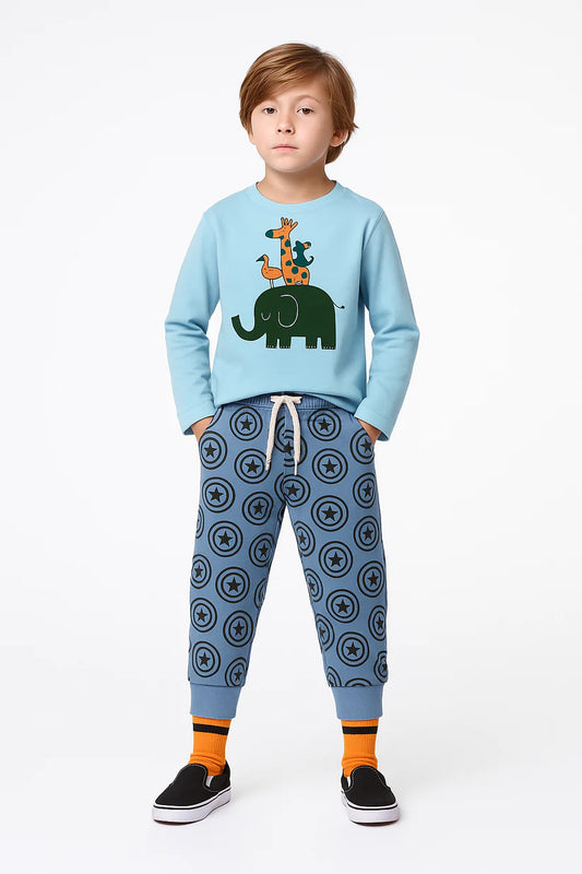 Printed Cotton Jersey Suit-TS015