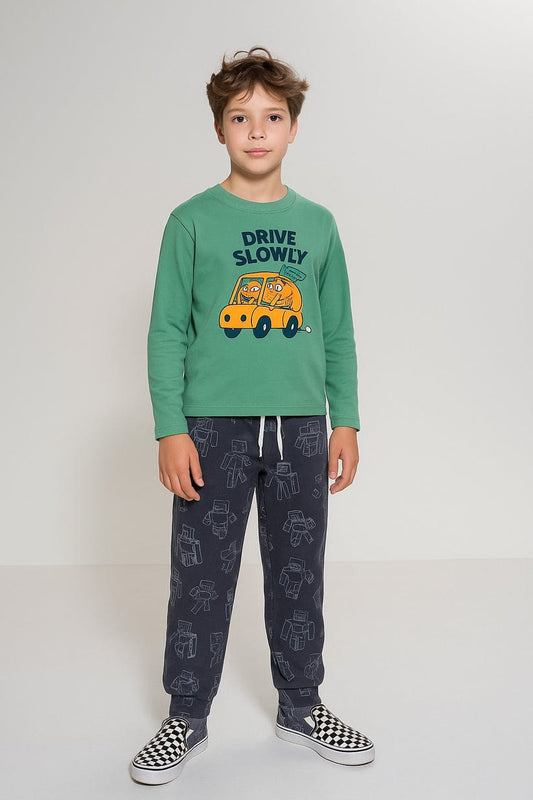 Printed Cotton Jersey Suit-TS008