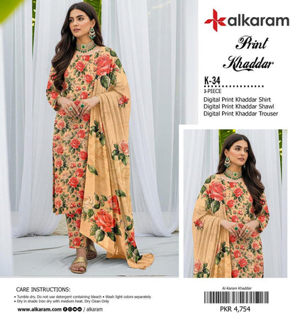 3pc Khaddar Alkaram-ZI002