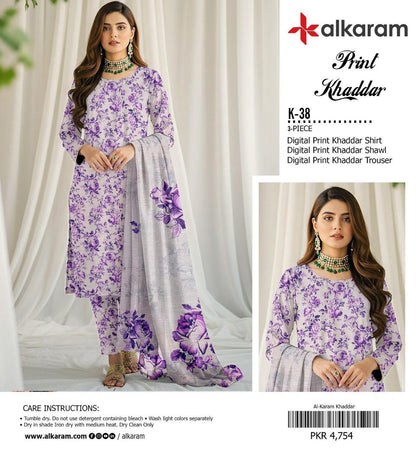 3pc Khaddar Alkaram-ZI004